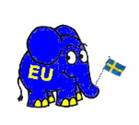 EU-elefant med svensk flagga